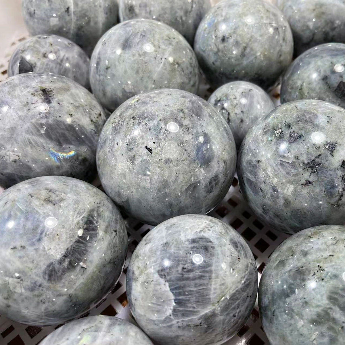 Light-colored labradorite sphere